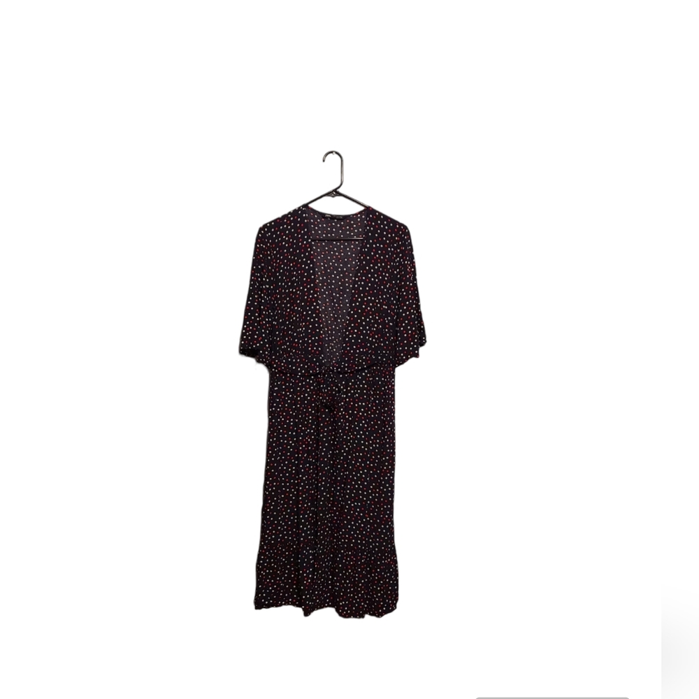 Y2K Zara Midi Maxi Wrap Dress Small Blue Polka Dot Office Corpcore Preppy Career